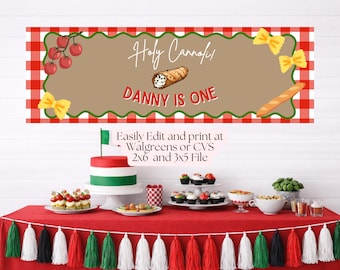 Heilige Cannoli Geburtstagsbanner Vorlage | Italienische Pasta Party Decor 90x100 (Digital Download)