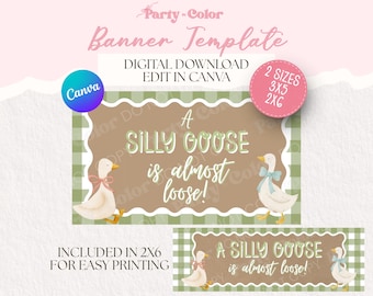 Dumme Gans Banner Vorlage | Gender Reveal Baby Shower Backdrop 2x6 und 3x5 Printable Banner (Digitaler Download)