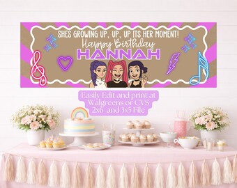 Kpop Demon Hunters Banner Template | Editable Canva banner | Huntrix Birthday Decor | 3x5 and 2x6 Printable Banner Digital Download