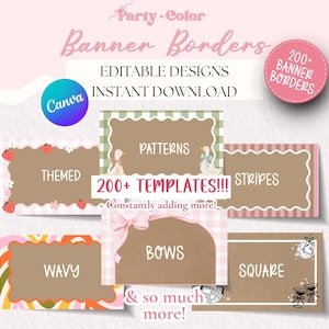 Huge Editable Banner Border Template Bundle 200+ | Digital Canva Files | Instant Download