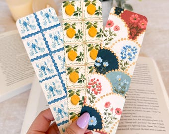 Tile Bookmark | Lobster Bookmark | Lemon Bookmark | Floral Bookmark, Coastal Bookmark, Cute Bookish Gift, Reader Gift, Italian Tile Bookmark