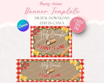 Heilige Cannoli Geburtstagsbanner Vorlage | Italienische Pasta Party Decor 90x100 (Digital Download)
