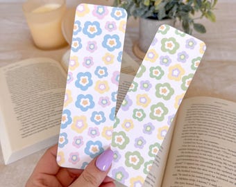 Flower Bookmark | Retro Floral Bookmark | Blue Floral Bookmark | Green Floral Bookmark | Aesthetic Bookmark | Cute Bookish Gift