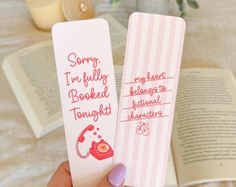 Romance Reader Bookmark | Bookish Bookmark Set | My Heart Belongs to Fictional Men | Sorry I’m Fully Booked Bookmark| Gift for Book Lover