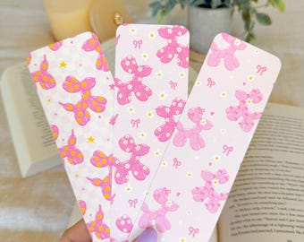 Balloon Dog Bookmark | Pink Balloon Animal Bookmark | Coquette Bow Bookmark | Daisy Bookmark | Book Lover Gift