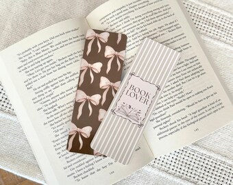 Book Lover Bookmark Set | Linen Bow & Striped Design