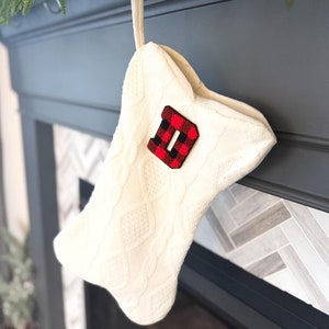 Personalized Dog Bone Cable Knit Christmas Stocking
