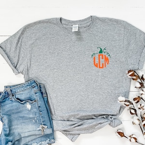 Pumpkin Monogram Shirt: Personalized Fall Tee or Sweatshirt