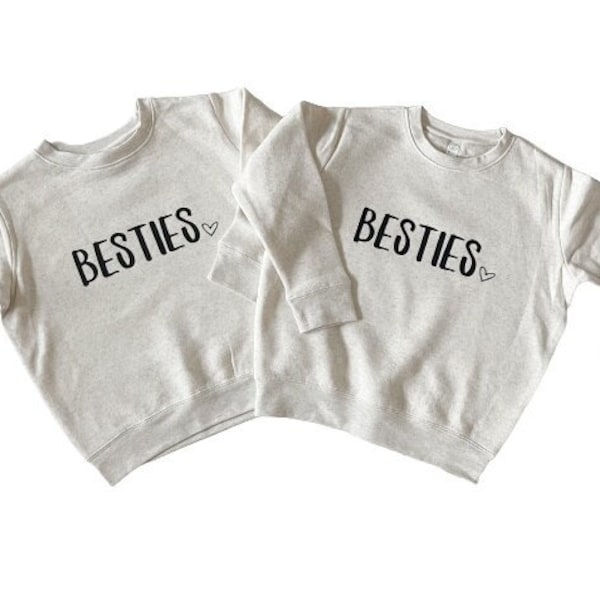 Youth Besties Matching Crewneck Sweatshirt in heather oatmeal | best friends | kids | BFF |friends | fleece | bestie for the restie | heart