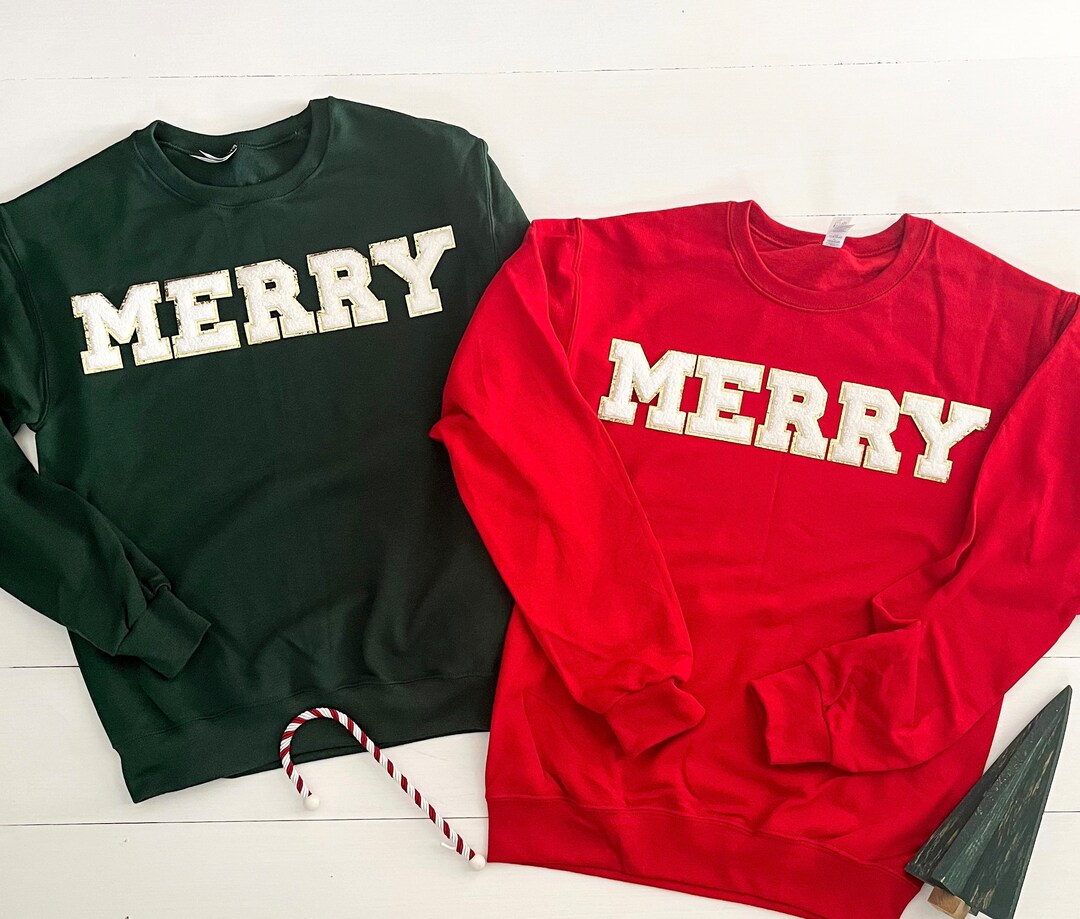 Merry And Bright Chenille Letter Crewneck