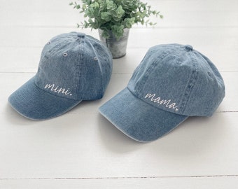 Denim Mama + Mini Matching Baseball Cap Set