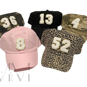 Chenille Number Patch Baseball Hat: Sports Mom Varsity Cap