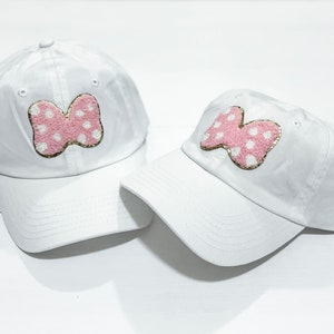 Mommy + Me Matching Pink + White Polka Dot Bow Hats | mama and mini | girly | gift ideas | child hat | cute hats | chenille patch