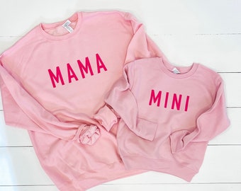 Mama and Mini Matching Pink Sweatshirts: Mom Life Set