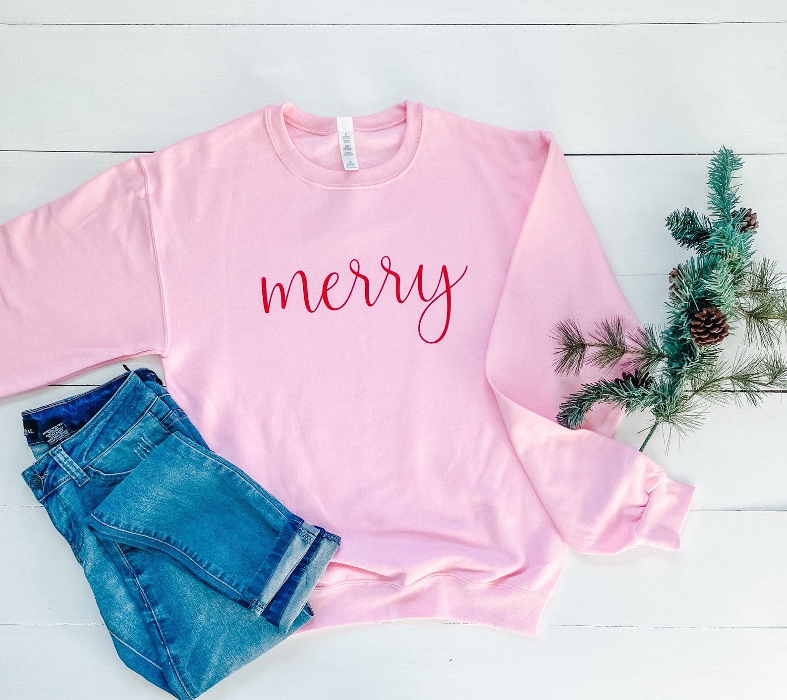 Pink Merry Graphic Sweatshirt Fleece Christmas Be Merry - Etsy