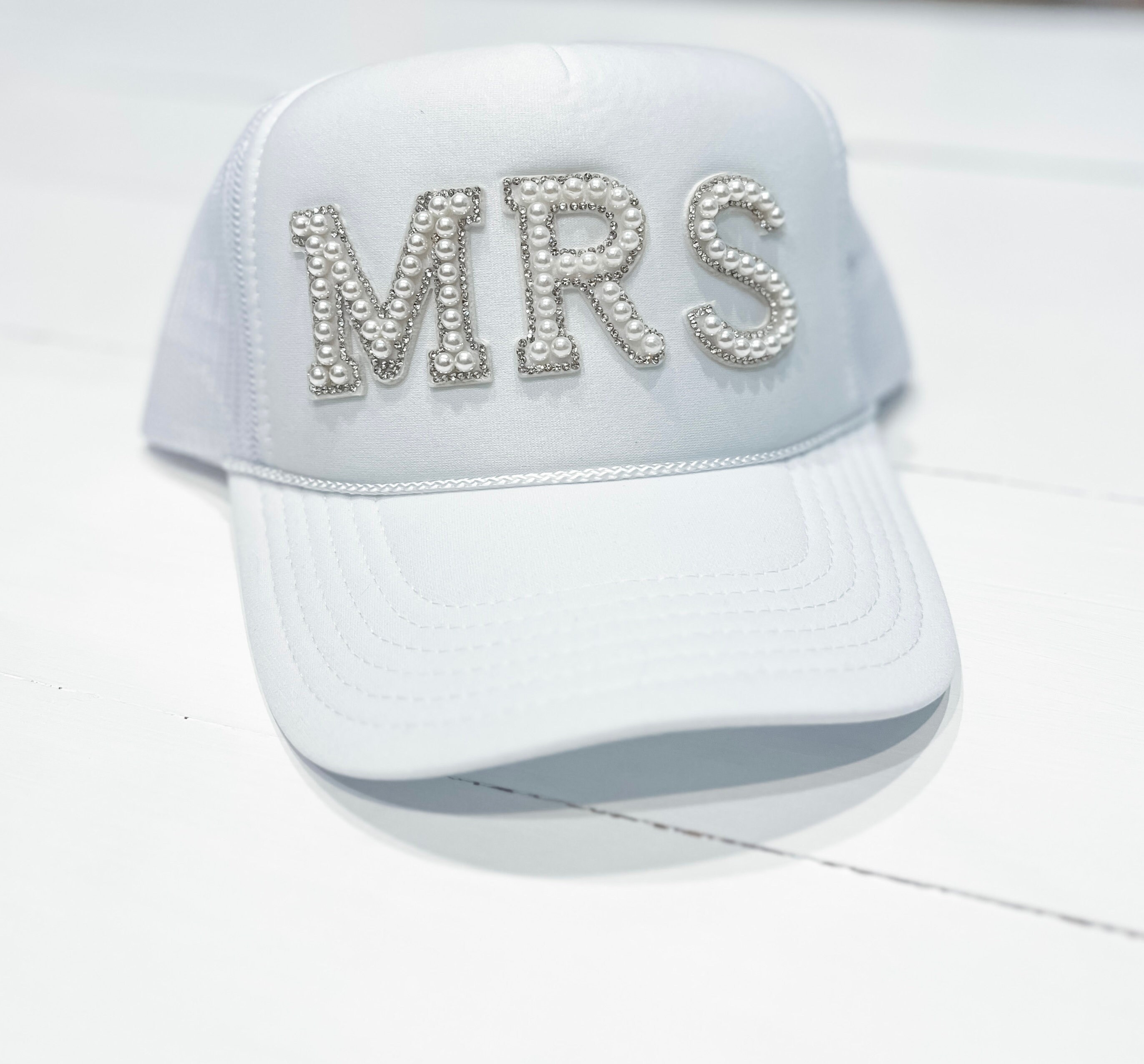 Pearl Rhinestone MRS Bride Trucker Hat | Wedding Gift - Etsy display picture 3