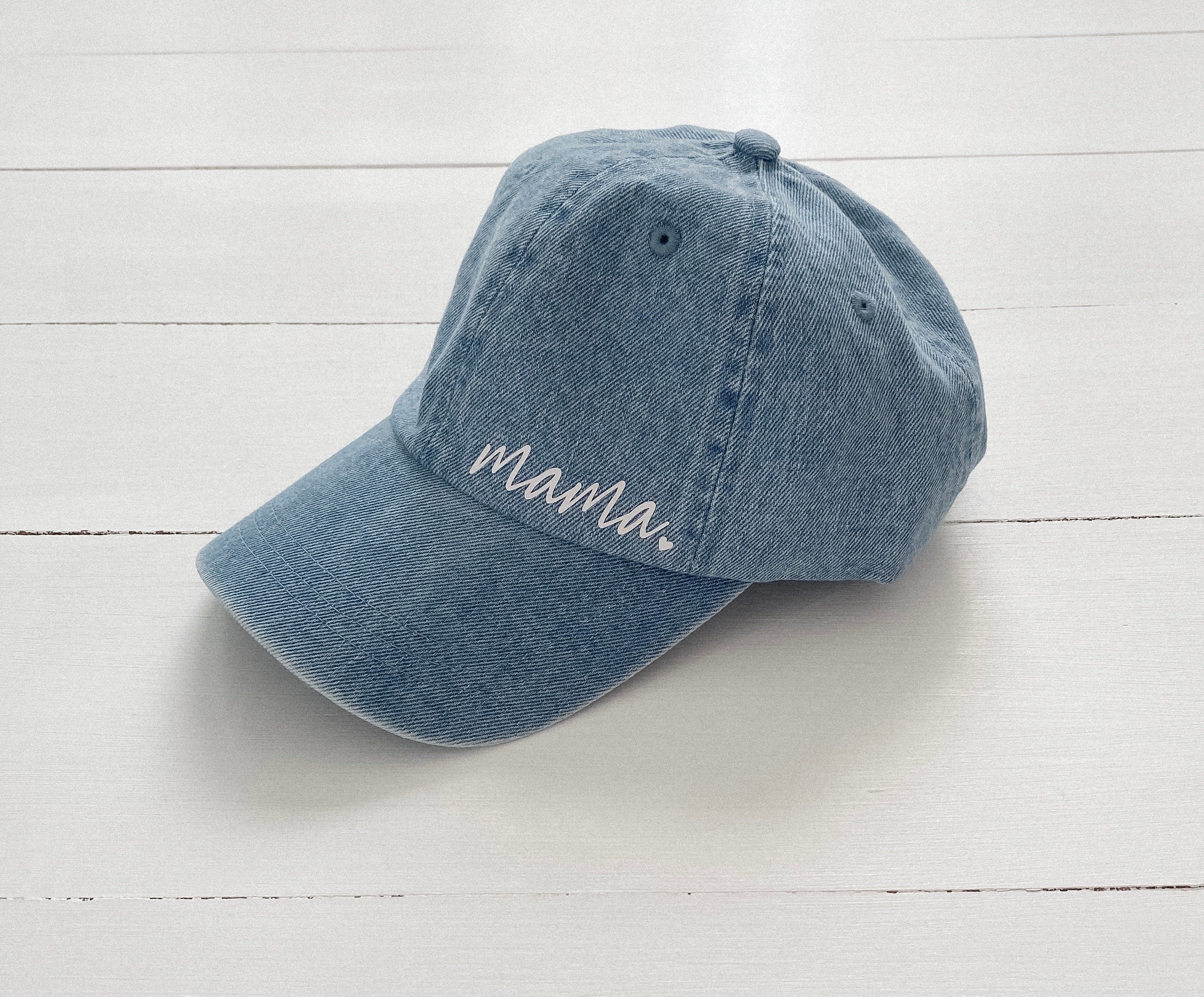 Light Denim Mama Mini Matching Hats Cursive Mother's - Etsy