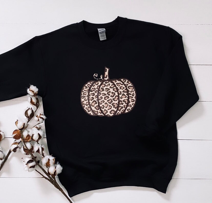 Discover Mommy + Me Leopard Pumpkin Sweatshirts in Black | matching| mama and mini | fall | cute fall shirts | family | pumpkin patch | fleece