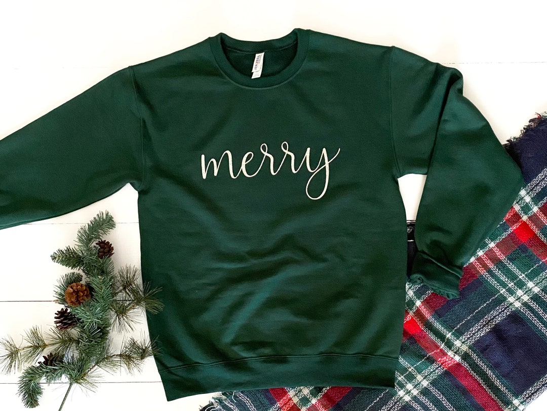 Blackish Green Merry And Bright Quilted Sweatshirt main image 1