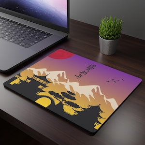 Japanese Mousepad, Traveler&#39;s Desk Decor, Japan Lover Gift, Kanji Writing, Oriental Design, Gaming Accessory