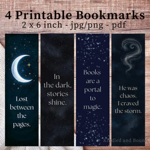 Starry Nights Bookmark Set | Printable Digital Bookmarks | Aesthetic Bookmarks for Book Lovers | Fantasy Reading Accessories