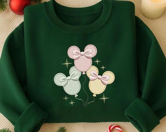Disney Coquette Mickey Balloons Embroidery Design, Magical Kingdom Embroidery Design, Cartoon Embroidery Design, Instant Download, 5 Size