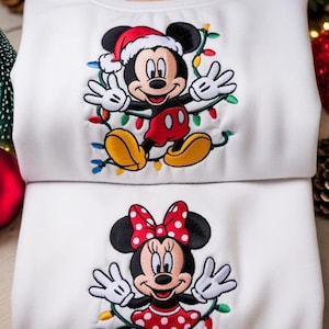 Disneys julbroderidesign, Mickey Minnie broderifil, jul WDW-tecknad film, maskinbroderimönster för högtider, storlek 5