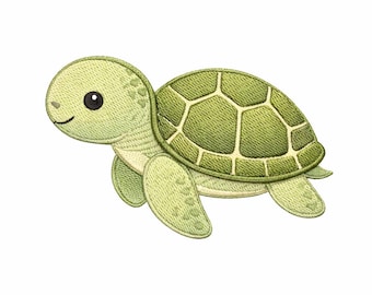 Cute Turtle Embroidery Design:  Theme Turtle Embroidery Pattern, Embroidery Digital File, Instant Download DST JEF PES