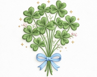 3 Leaf Clover Bouquet Embroidery File, Lucky Shamrock Design, St Patricks Day Embroidery, Lucky Irish, Clover Embroidery