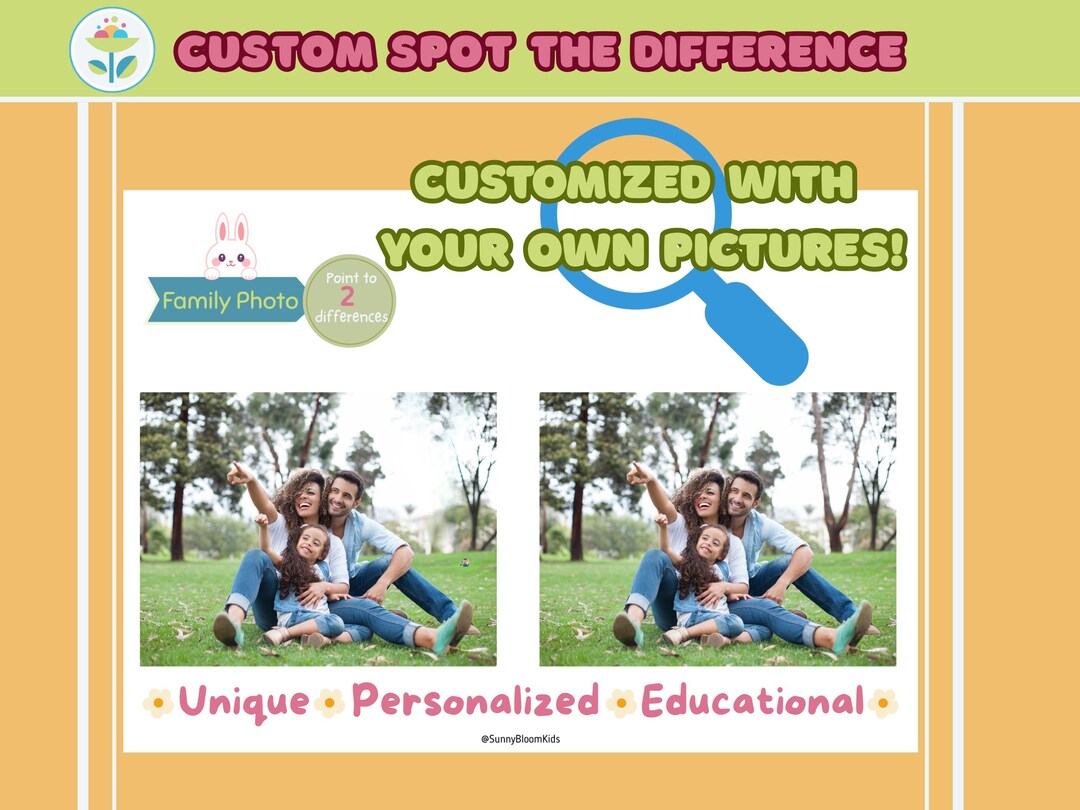 Custom Differences Image Personalized Photo Spot the Difference Game: Custom Kids Activity ...