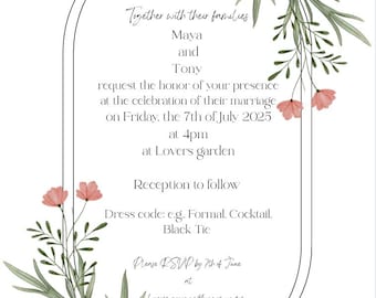 Romantic Wedding Invitation Template • Fully Editable Canva Design