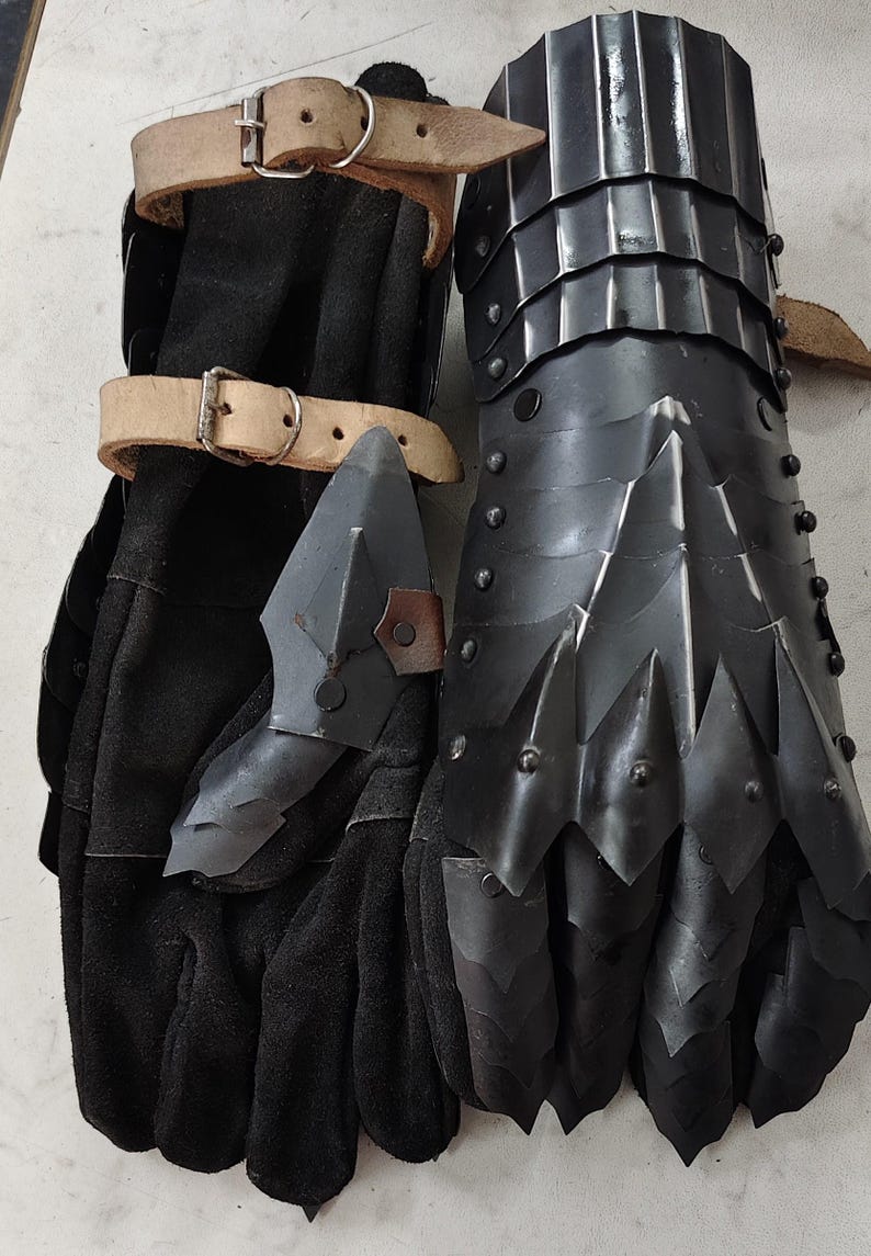 Medieval Arm Gauntlet Gloves Pair/black Finish /use for Display, Wear ...