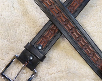 Hand-tooled Leather Belt - B30106, Your choice of colors - Free Shipping inside the USA