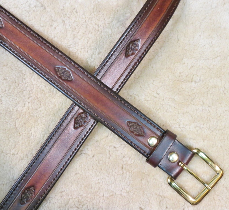 Hand-tooled Leather Belt Design B21043 in Your Color Choice - Etsy