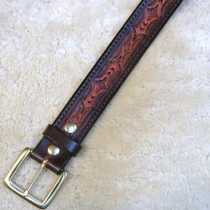 Hand-tooled Leather Belt in Your color choice B23013 FREE shipping inside USA imagem 2