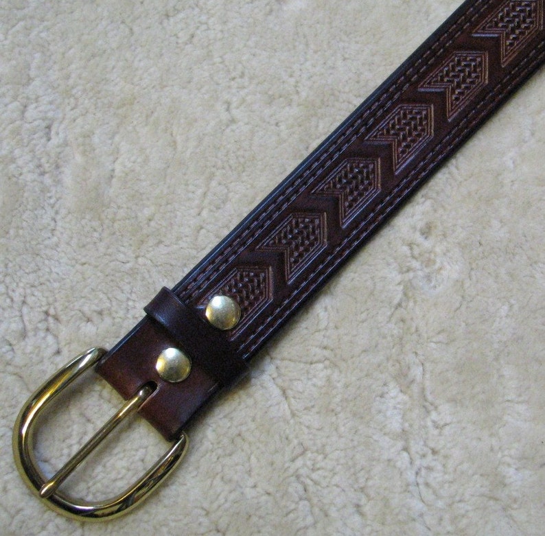 Hand-tooled Leather Belt Made-to-order B21062 Chevrons in - Etsy