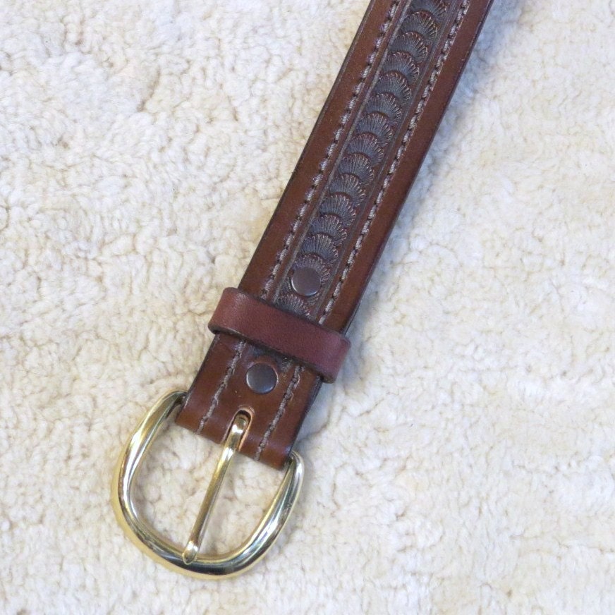 Hand-tooled Heavy Leather Belt B11094S Nylon-stitched - Etsy