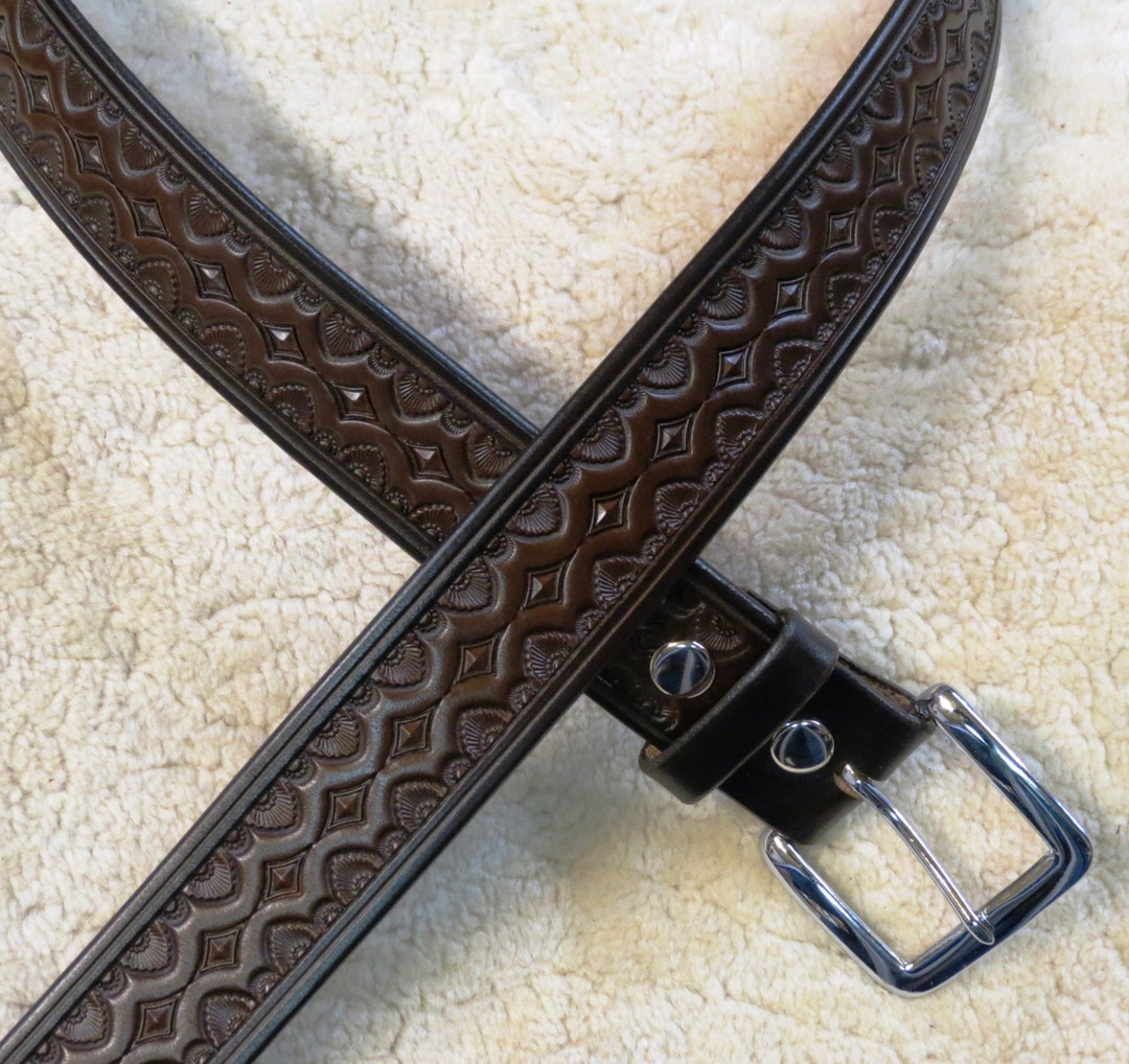 Hand-tooled Leather Belt B26010 in Your Choice of Colors - Etsy