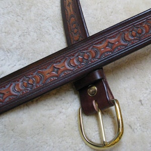 Hand-tooled Leather Belt - B23015, Your choice of colors - Free Shipping inside the USA