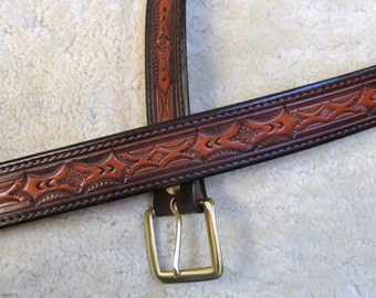 Hand-tooled Leather Belt in Your color choice - B23013 - FREE shipping inside USA
