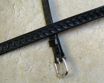 Hand-tooled Leather Skinny Belt Made-To-Order - B71023 - 3/4 inch - Ships for Free in the US