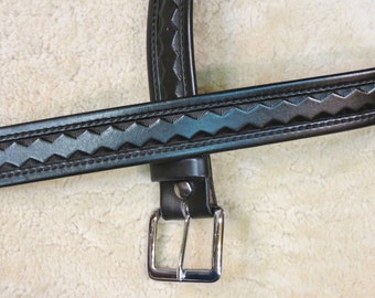 Hand-tooled Leather Belt - B24017 in your color choice, Made-to-Order - Free US Shipping