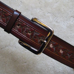 Hand-tooled Leather Belt Design B21020 in Your Color Choice, Made-to ...