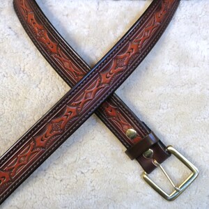 Hand-tooled Leather Belt in Your color choice B23013 FREE shipping inside USA imagem 3