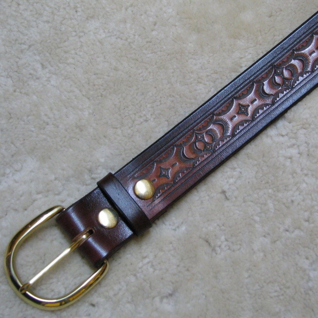 Hand-tooled Leather Belt B23015, Your Choice of Colors Free Shipping ...