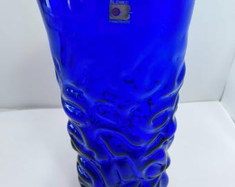 Vintage Blanko Blue “Brain” Vase 12 Inches