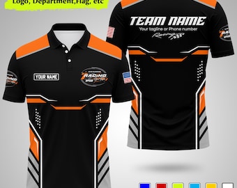 Kundenspezifisches Racing Team-Poloshirt, personalisiertes Logo & Text Motorsportsuniform