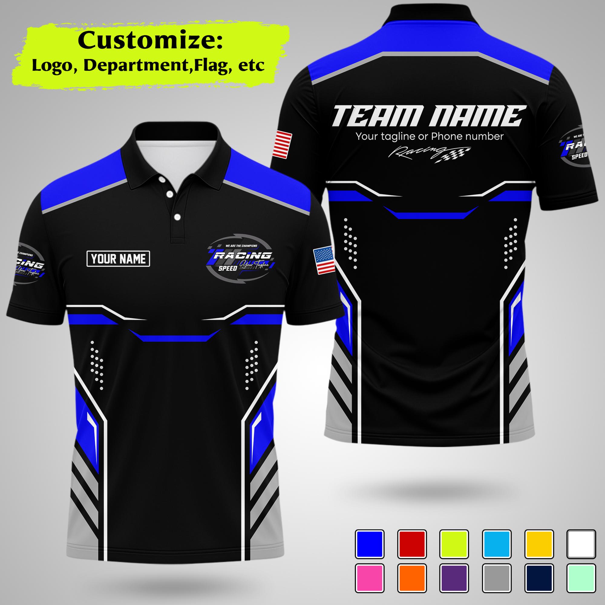 Custom Racing Team Polo Shirt, Personalized Logo & Text Motorsports ...
