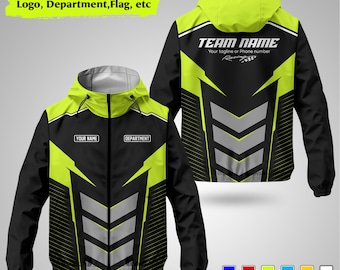 Custom Racing Windbreaker Jacket with Logo & Text, Personalized Team Windbreaker, Motorsport Uniform, Custom Name Department Jacket