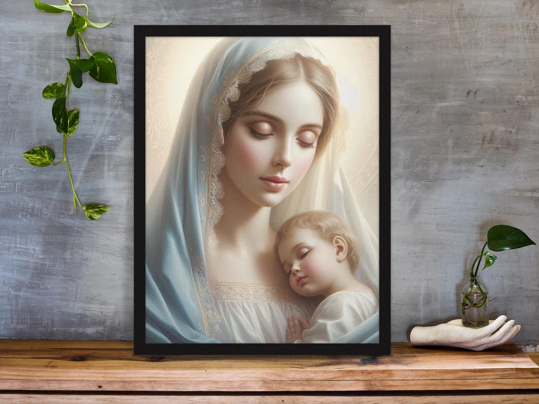 Madonna and Child Canvas Art: Catholic Virgin Mary Print, Religious ...